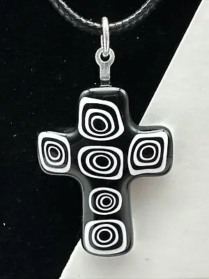 Authentic Murano Glass Millefiori Cross Pendant Necklace - MK 19 • $25.99