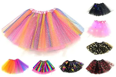 £4.99 • Buy Girls Rainbow Tutu Skirt Multicoloured Halloween Kid's Costume Ballet Dance