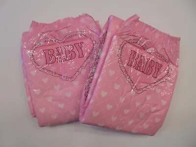 Little For Big Blushing Baby Medium Adult Baby Diaper With Plastic Backing 2PC • $9.99