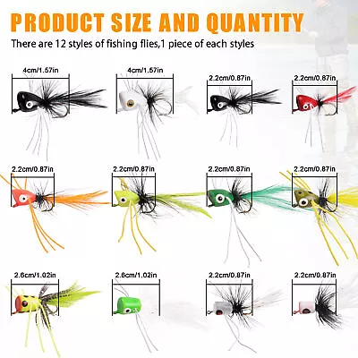 10-30pcs Fly Fishing Lures Bass Poppers Flies Topwater Trout Panfish Bass Salmon • $9.99