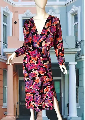 NWT TOPSHOP Silky ROSE FORAL Print Cut Out BATWING Faux Wrap 80s MIDI Dress 6 US • $49.99