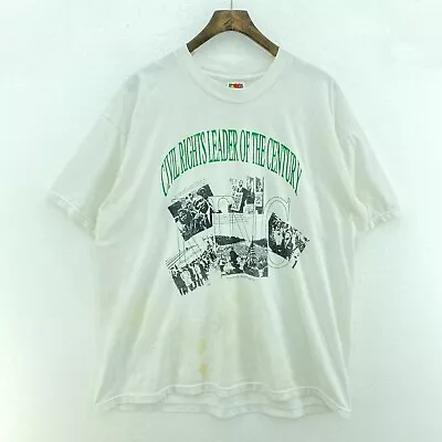 Vintage Martin Luther King White Million March Civil Rights T-shirt Size XL • $24.49