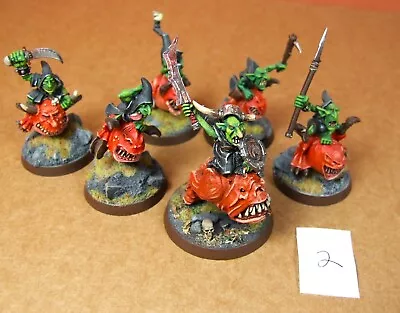 Warhammer Gloomspite Night Goblins On Squigs X6 -  Plastic- Painted -Lot 2 (BZD) • £62.50