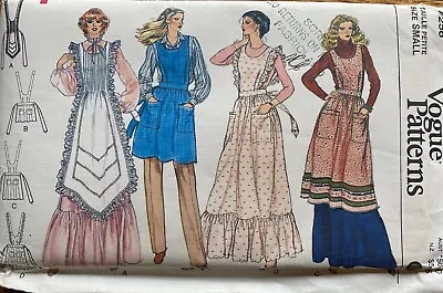 Vtg Vogue 7256 FULL APRON Pinafore Sewing Pattern Cottagecore Prairie 8-10 UNCUT • $13.95