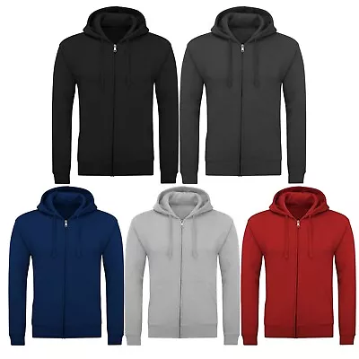 New Mens Plain Fleece Zip Up Top Zipper Hoody Sweatshirt Jacket Jumper Hoodie  • £10.98