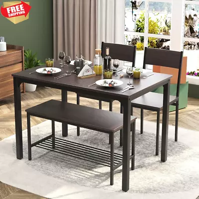 Juego De Comedor 2 Sillas Con Banca Y Mesa Moderno Elegante Rustic Kitchen Table • $253.97