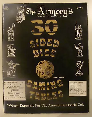 Advanced Dungeons & Dragons ~The Armory's 30 Sided Dice Gaming Tables 8001~ 1982 • $16.99