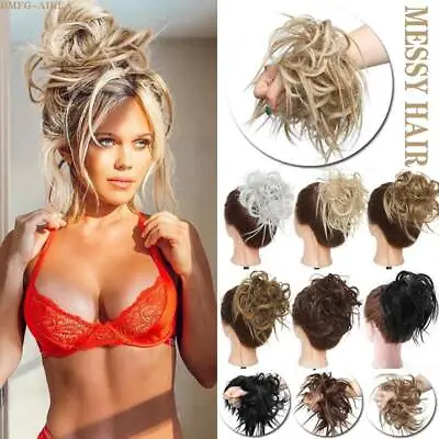 Curly Messy Bun Hair Piece Scrunchie Updo Cover Hair Extensions Real As Human US • $10.60