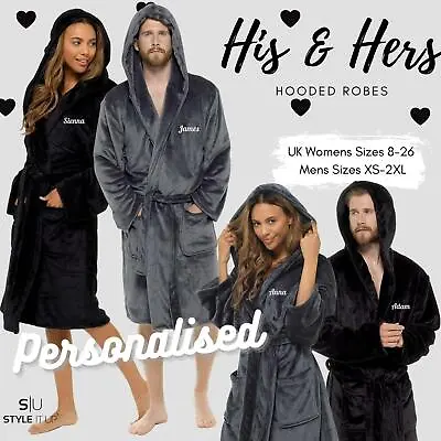 Personalised Mens Womens His / Hers Matching Luxury Dressing Gown Bath Robe Gift • £29.99