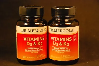 Dr. Mercola Vitamins D3 & K2 30x2= 60 Capsules • $39.95