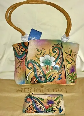 ANUSCHKA NWT🌸Zip Top Organizer Tote+Matching Wallet - Floral Paisley 7024-FLP • $179.97