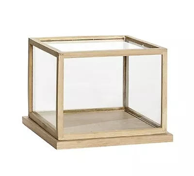 Small Glass Display Oak Showcase With Wooden Base Frame Low 24 Cm Danish Design • $136.02