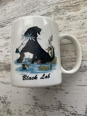 Vintage Black Lab Labrador Retriever Mug Rosalinde Hand Painted Porcelain USA • $17.98