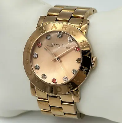 Wome's MARC JACOBS Amy Rose Gold Tone Multicolor Gemstone Bracelet Watch MBM3142 • $49.99