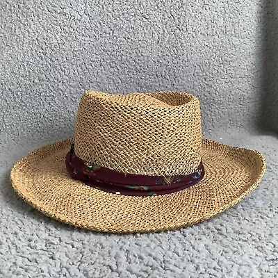 Dorfman Pacific Co Straw Hat Men Size  S/M  Abstract Design Band Golf Panama • $26.09