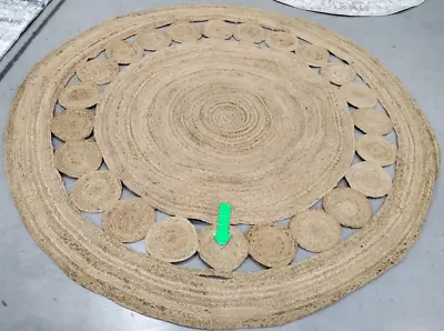 NATURAL 6' X 6' Round Broken Thread Rug Reduced Price 1172735138 NF364A-6R • $60