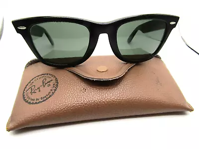 Vintage Ray-Ban Bausch & Lomb B&L Wayfarer Black Sunglasses Original Lenses Case • $99.99