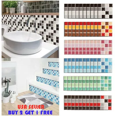 10PCS Kitchen Tile Sticker Bathroom Mosaic Sticker Self-adhesive Wall Home Decor • $4.59