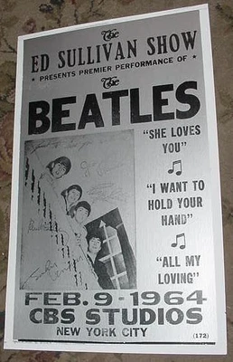 $39.99 • Buy THE BEATLES ED SULLIVAN SHOW 1964 CONCERT POSTER Art Photo 60S Signed Autograph