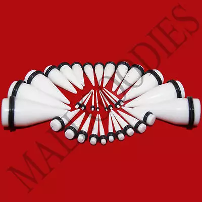 V023 Acrylic White Stretchers Tapers Expanders Plugs 14G ~ 1  Gauges 1.6 ~ 25mm • $7.95