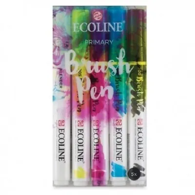 $11 • Buy Royal Talens Ecoline Watercolor BRUSH PEN PRIMARY 5 Pc Set 11509920 Brand NEW!