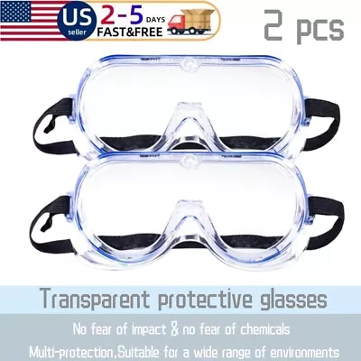 Safety Goggles Over Glasses Lab Work Eye Protective Eyewear Clear Lens 2 Pcs USA • $8.88