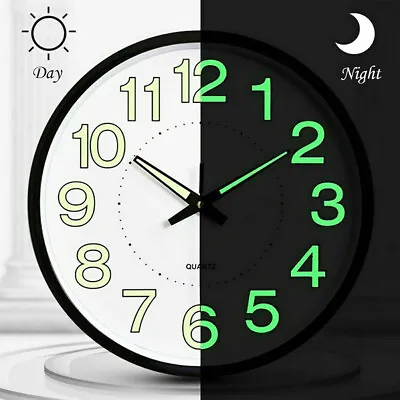 £11.94 • Buy 30CM Glow Garden Clock Large Luminous Wall Clocks Night Quartz In The Dark Home