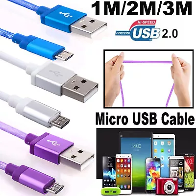 Micro USB Charger Cable Fast Charging For Mobile Android Phone Cord 1M/2M/3M AU • $12.49