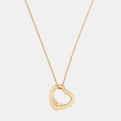 Tiffany & Co. Elsa Peretti Open Heart Diamond 18k Rose Gold Pendant Necklace • $988.05
