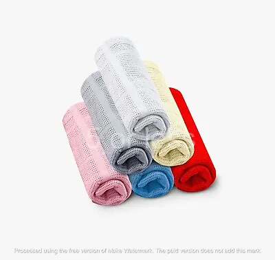 100%Cotton New Baby Soft Light Weight Cellular Blanket Crib Pram Cot Bed 70x90cm • £4.95