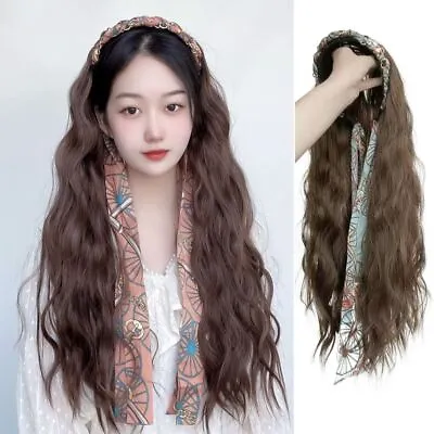 Ribbon Hairband Wig Heat Resistant Wig Long Wavy Headband Wig Half Headband Wig • £12.77