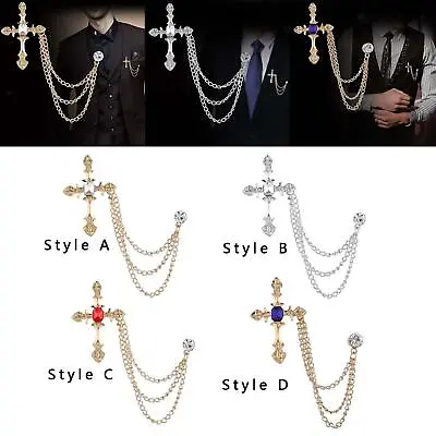 Brooch Lapel Pin Chain Tie Clips Men Broche For Women Men • £5.56