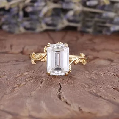 Vintage Emerald Cut Twisted Leaf Branch Engagement Ring Moissanite Ring Women • $120