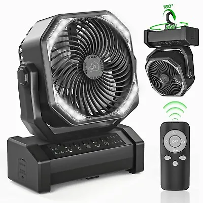 20000mAh 60hrs  Rechargeable Automatic Oscillating Camping Fan With LED And Hook • $49.49