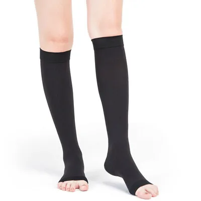 Compression Unisex Knee High Stockings 20-30mmHg Medical Surgical Socks Open Toe • £25.55