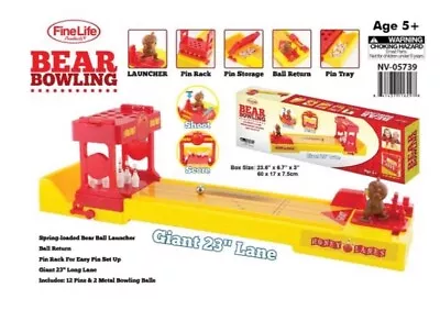 $20.99 • Buy Finelife Bear Bowling Alley Game Tabletop Bowling Game With Spring-Loaded Bear
