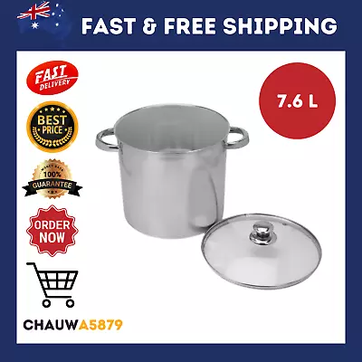 7.6L Cookware Stock Pot Large Stainless Steel Cooking Sauce Kettle Stock Soup Po • $14.67