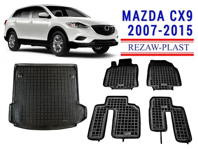 Floor Mats Set For Mazda CX-9 2007-2015 2 Row Set + Cargo Mat Tray Cover Black • $194.99