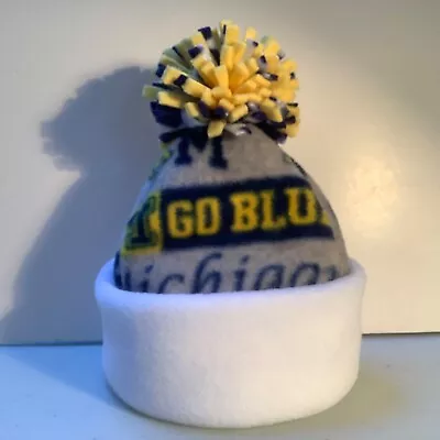 Michigan Wolverines BABY HAT HANDCRAFTED Newborn BEANIE CAP U Of M FLEECE NCAA • $20