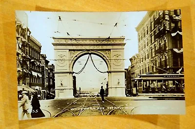 $26.99 • Buy PESHA Photo Postcard 3855 Woodward Avenue Detroit MI Trolley Elks Week Arch Rppc