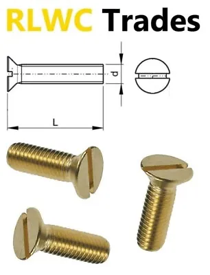 Solid Brass M3 Slotted Countersunk Machine Screws Slot CSK Head Bolts  • £11.04