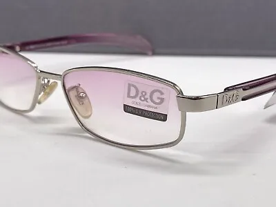 Dolce Gabbana Sunglasses Woman Silver Purple Pink Rectangular 90er Vintage • $54.65