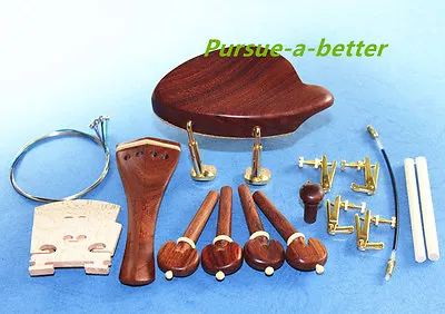 1set New Rosewood 4/4 Violin Accessories Bridge Chinrest Endpin Tuner Tail Gut • $19.94