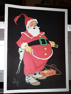 Vernon Grant Art  Large Christmas Card Print With Santa Claus Sent By Son & Wife • $97.50