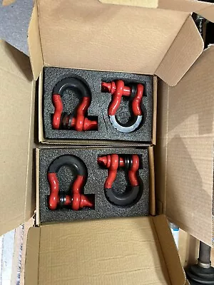 4 Pack 3/4 Inch D Ring Shackles With 7/8 Inch Pin. Red And Black Excellent • $35