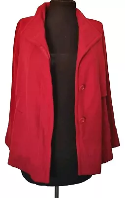 Rockmans Red Wool Blend Winter Swing Coat Jacket Marked Size 8 More Like Size 12 • $25