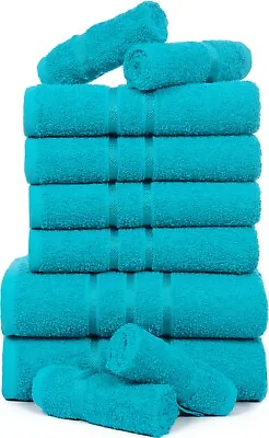 Pack Of 10 Towel Bale Set Luxury  100% Cotton 2 Bath 4 Hand And 4 Face Towels • £14.29