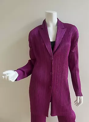 NWOT $710 PLEATS PLEASE ISSEY MIYAKE Forward Coat 1 Blazer Jacket 5/XL Fuschia • $475