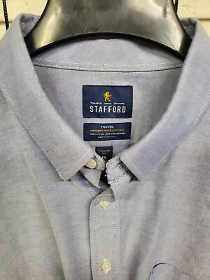 Stafford Men's 18 34/35 Dress Shirt Travel Wrinkle Free Oxford MINT • $24.97