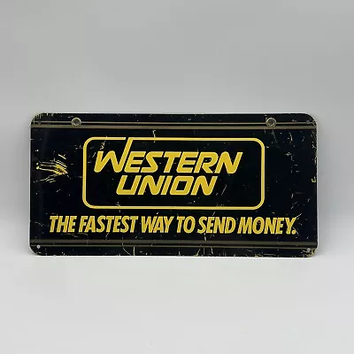 🔥vintage Western Union Fastest Way To Send Money Metal Tin Sign 16  X 8 🔥 • $99.99